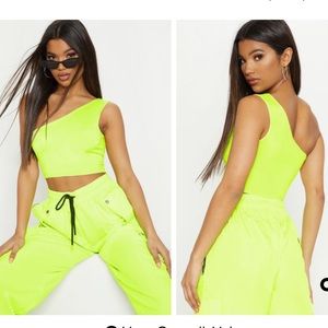 NEW Neon Lime One Shoulder Top